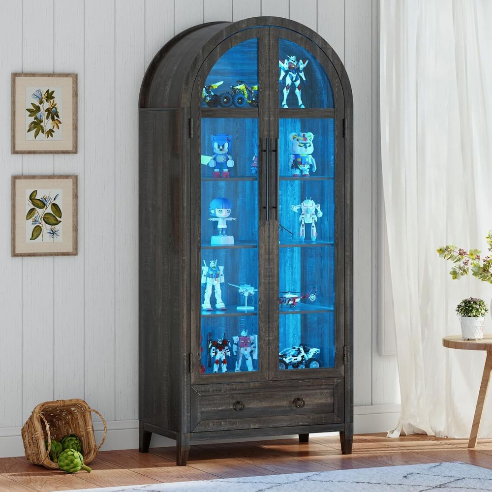 Collectible & Vintage Dolls For Halloween - 73 Kavisli Camlı Vitrin, 4 Katlı,