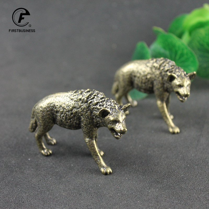 Vintage Collectible Ornaments - Katı pirinç sırtlan heykelcik minyatür ofis