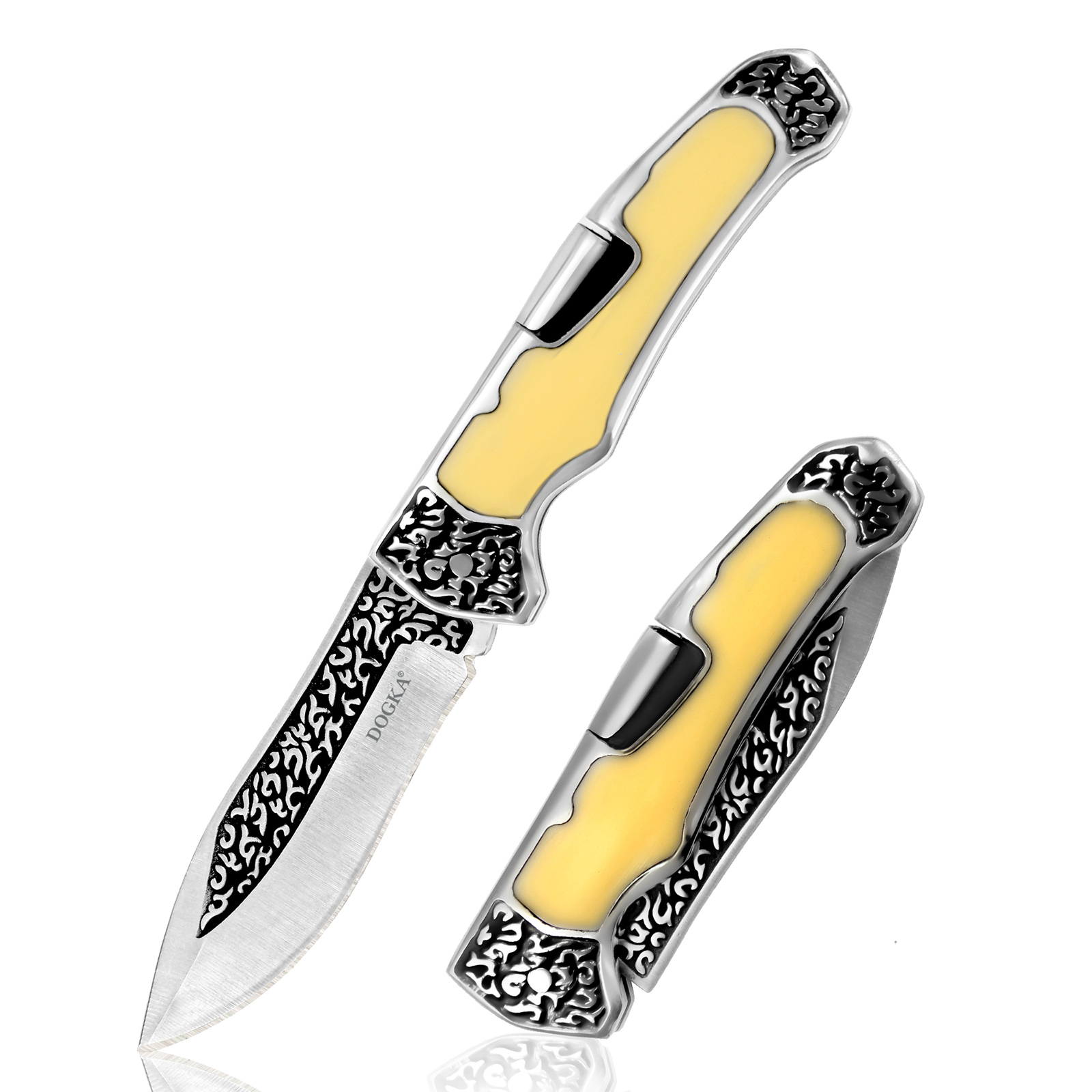 Vintage Collectible Knives - Vintage Oymalı Katlanır Cep Tipi Çok