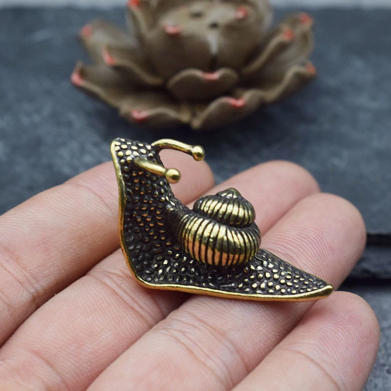 Vintage Collectible Ornaments - Vintage Saf Bakır Pet Çay Salyangoz