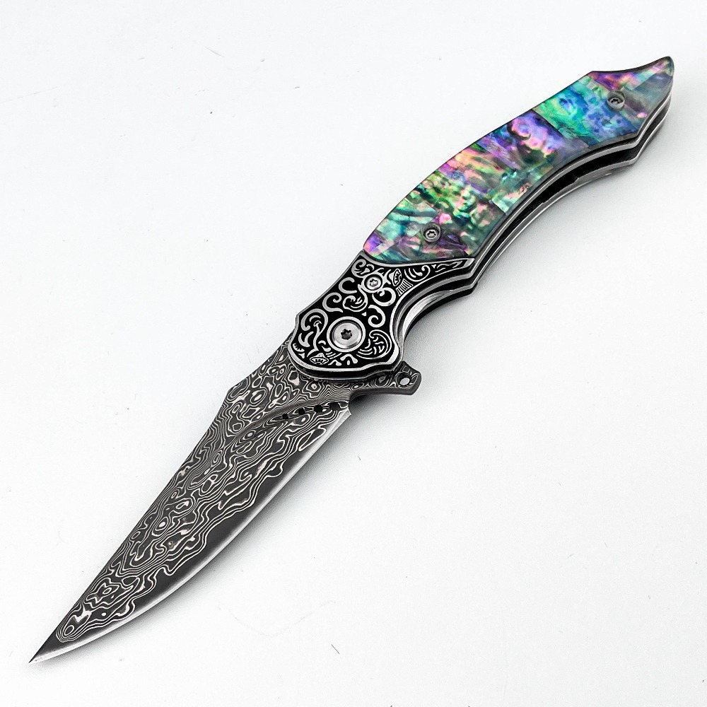 Vintage Collectible Knives - Yeni Vintage Şam Desenli Bıçaklı Katlanır