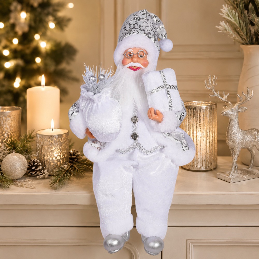 Vintage Collectible Santa - 1 adet Beyaz Noel Baba Dekoratif