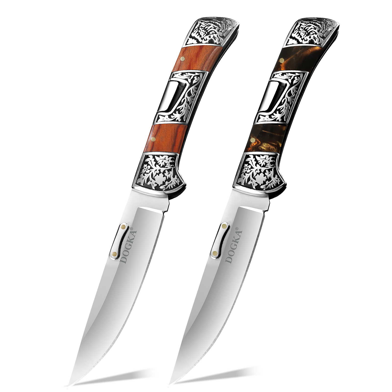 Vintage Collectible Knives - Vintage Oymalı Katlanır Cep Çakısı Retro